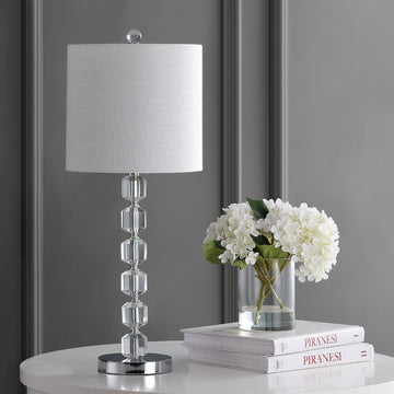 Cary 27.5" Modern Stacked Crystal/Metal LED Table Lamp - JONATHAN Y